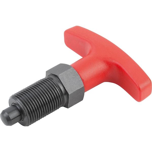Indexing Plunger Size:2 D1=M12X1, 5, D=6, Form:A Wout Locknut, Steel Hardened, Comp:Pa Comp:Red